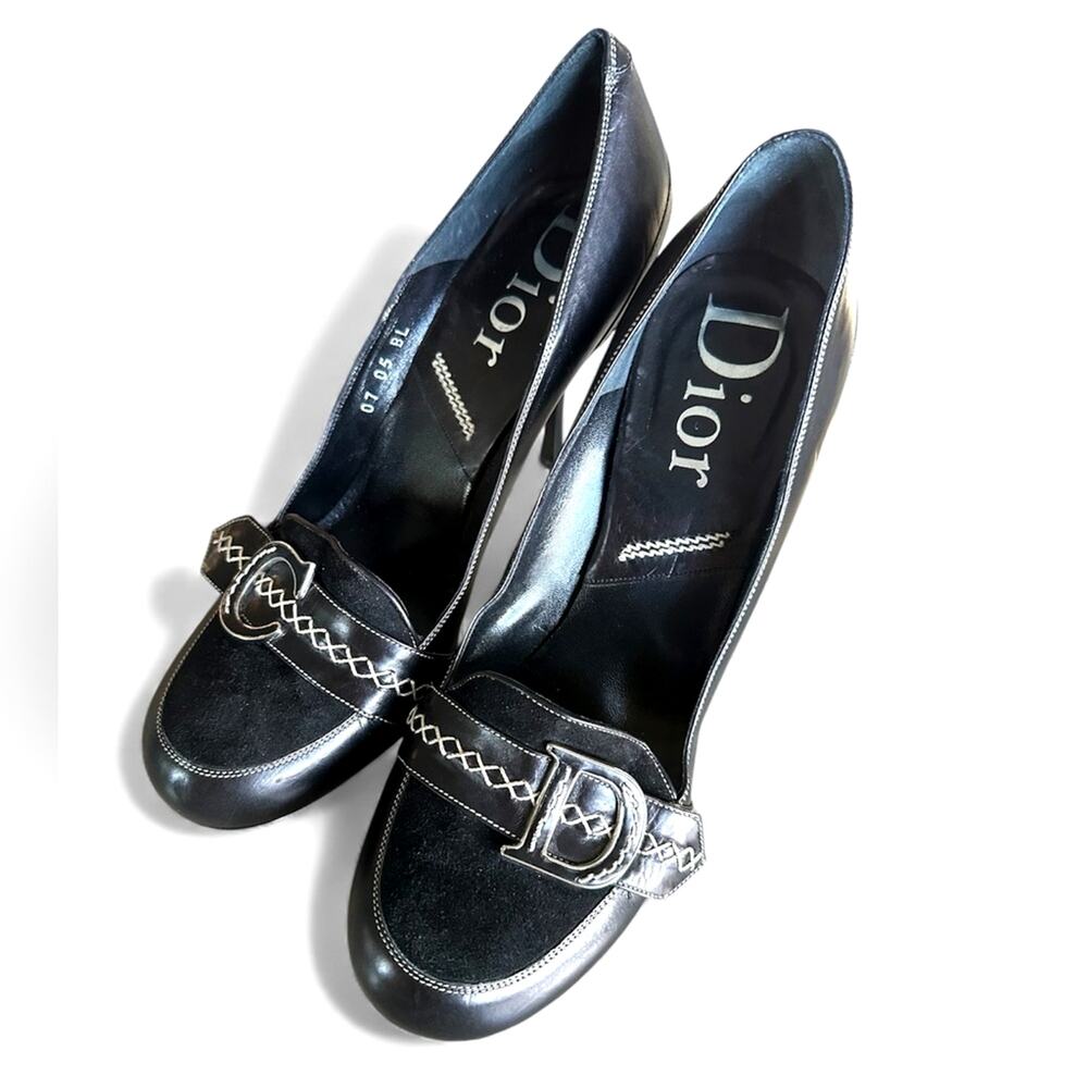 Vintage Christian Dior Women's Black suede & Leather Classic pumps size 39.5